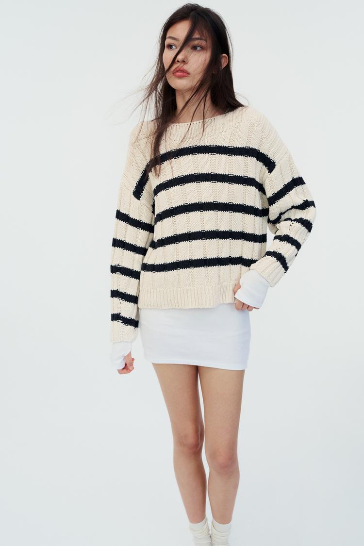 NWT ZARA STRIPED hot KNIT SWEATER